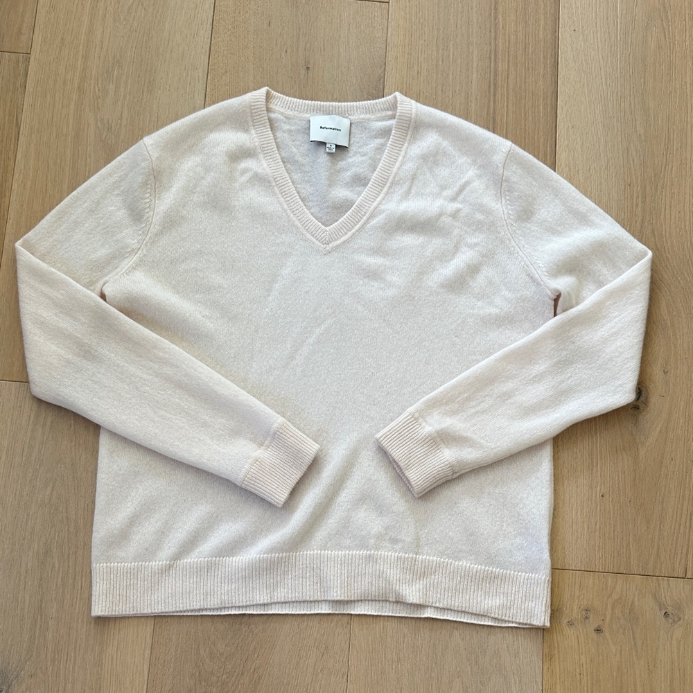 Reformation Light Pink V-Neck Sweater